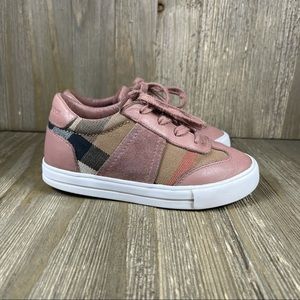 Burberry girl plaid shoes Mauve-brown sneakers leather Suede trainer size 26 9.5